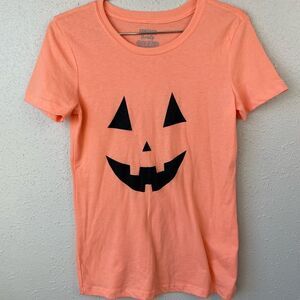 Forever Trendy Orange Jack O Lantern T-Shirt Size L EUC